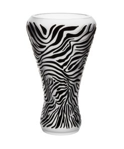 Alternative view of Zebre vase clear and black enamelled Lalique